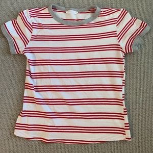 LUSH Stripped T-Shirt: Red & White, Size XS